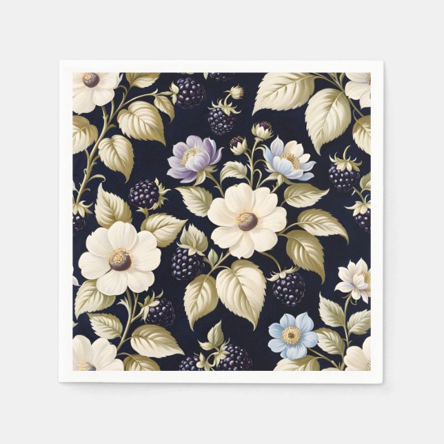 Blackberry & Blooms Napkin (Front)