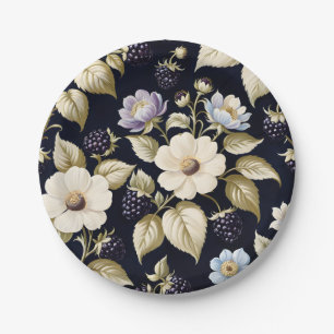 Blackberry & Blooms Paper Plate