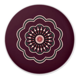Blackberry Burgundy Rosette Monogram Round Ceramic Knob