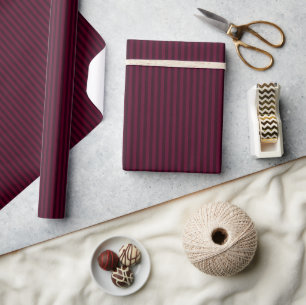 Blackberry Dark Burgundy Red Stripes Wrapping Paper