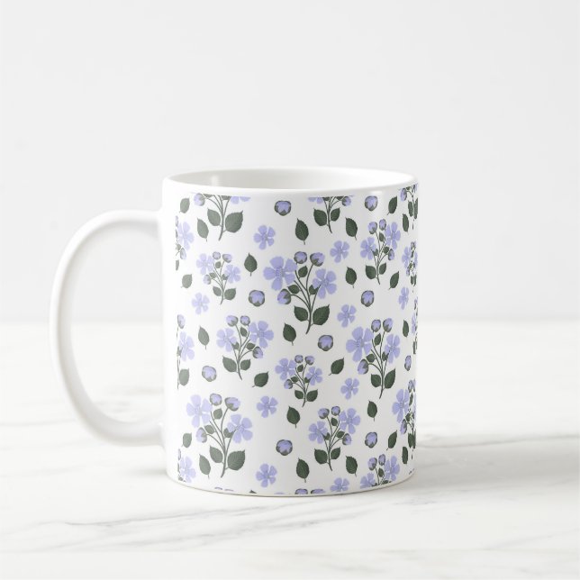 Blackberry flowers, seamless pattern coffee mug (Left)