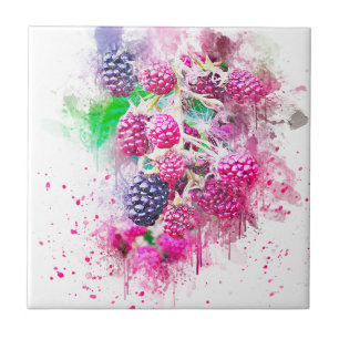 blackberry fruit art abstract tile
