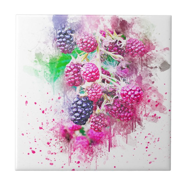 blackberry fruit art abstract tile (Front)