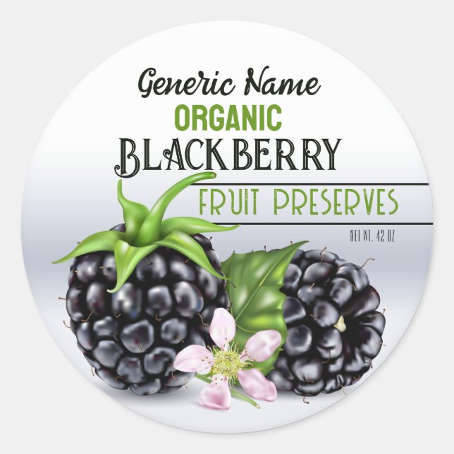 Blackberry Fruit Canning Classic Round Sticker (Front)