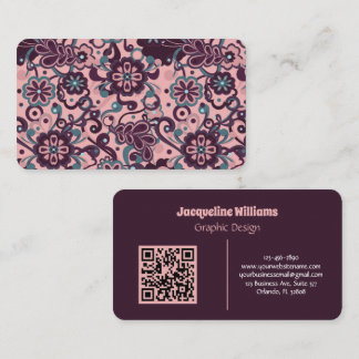 Blackberry Groovy Psychedelic 60s 70s Floral Business Card