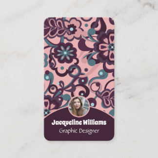 Blackberry Groovy Psychedelic 60s 70s Floral II Business Card