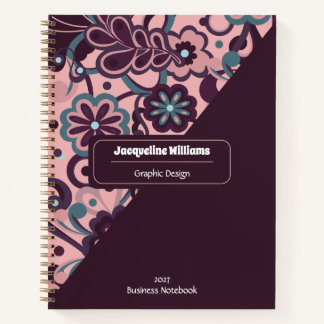 Blackberry Groovy Psychedelic 60s 70s Floral Notebook