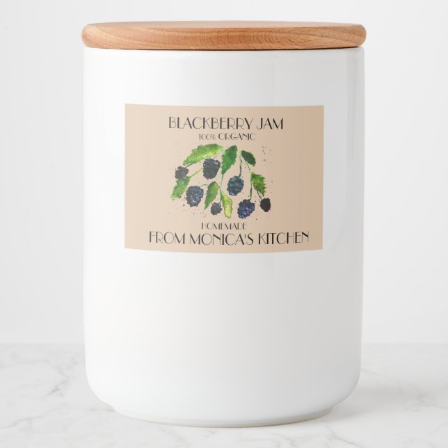 Blackberry Jam Blackberries Watercolor berries Food Label (Front)