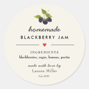 Blackberry Jam Jar Homemade Modern Classic Round Sticker