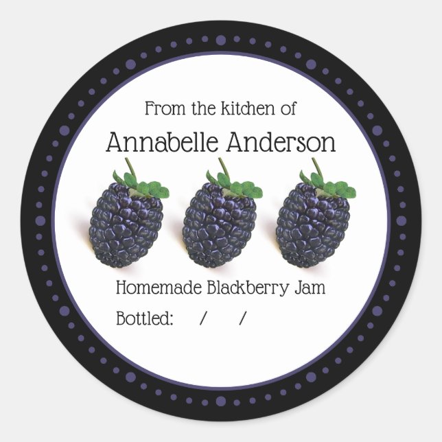 Blackberry Jam Label Modern Minimalist Personalise (Front)