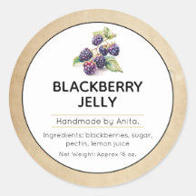 Blackberry Jam  or Jelly Canning Jar Label 