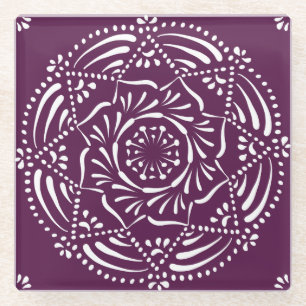 Blackberry Mandala Glass Coaster