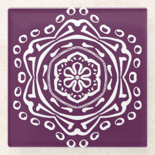 Blackberry Mandala Glass Coaster