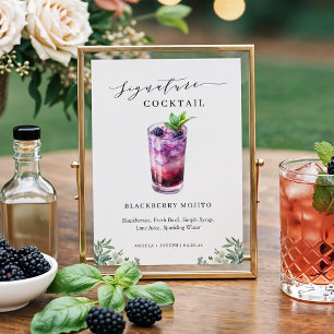 Blackberry Mojito Signature Cocktail Drink Sign
