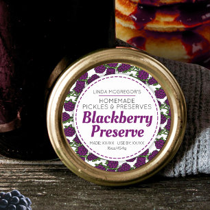 Blackberry preserve red round  jam jar food label