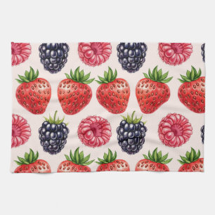 Blackberry, Raspberry, Strawberry by Natasha Us Tea Towel