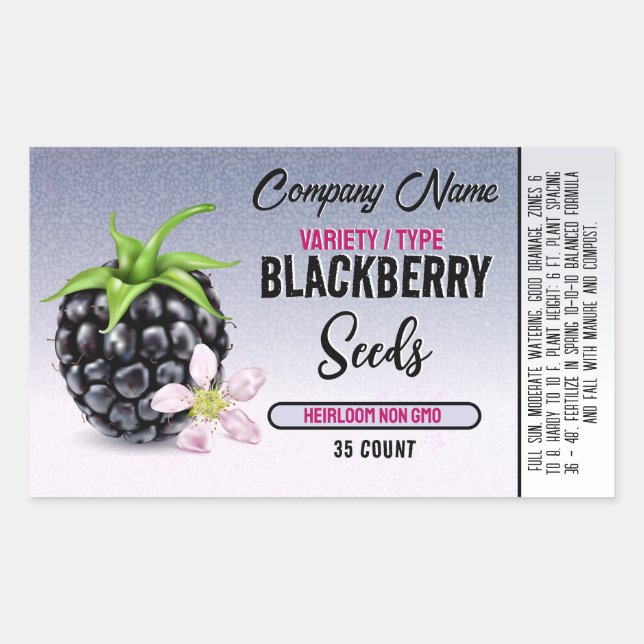 Blackberry Seed Package Label (Front)