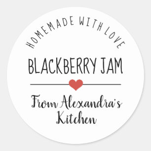 Blackberry white homemade with love classic round sticker