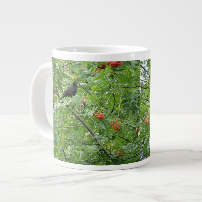 Blackbird and Berries Mug (Front Left)