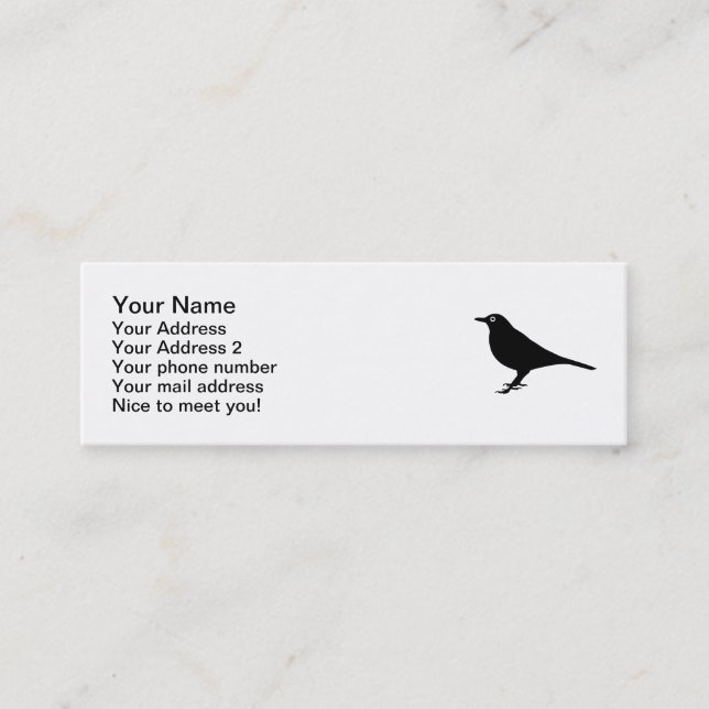 Blackbird bird mini business card (Front)