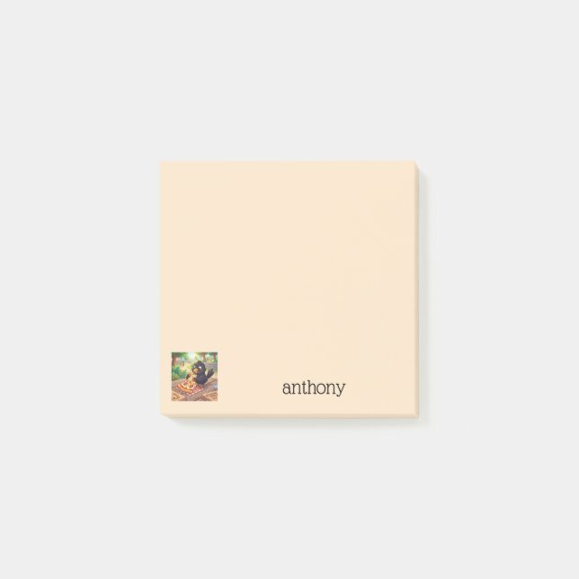 Blackbird Crow Raven Eating Pizza | Personalise Post-it Notes (Front)