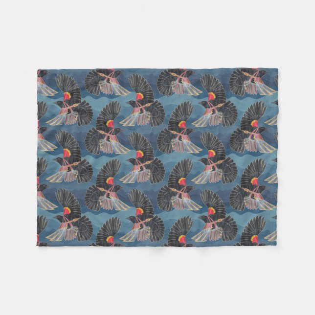 Blackbird Flies Fleece Blanket (Front (Horizontal))
