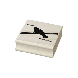 Blackbird Happy Halloween Rubber Stamp