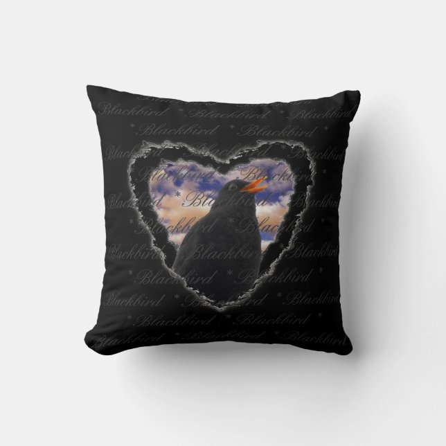 Blackbird Heart by Alexandra Cook Cushion (Front)