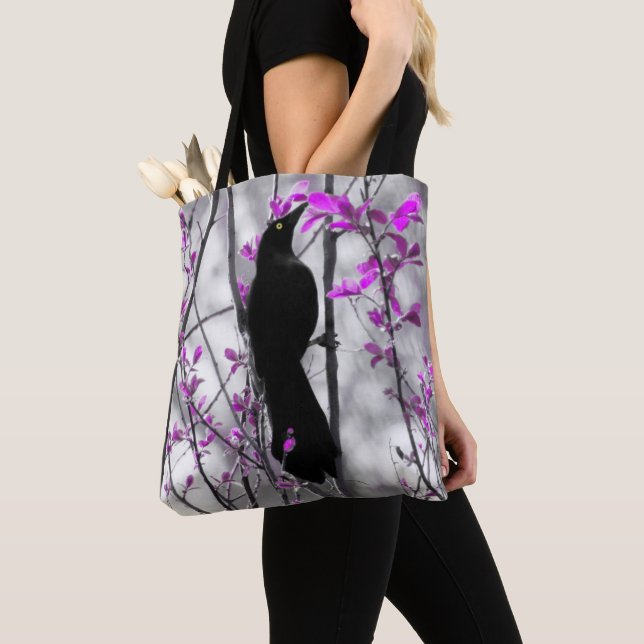 Blackbird In A Sea Of Spring Tote Bag (Close Up)