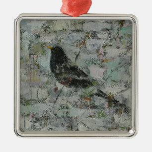 Blackbird in Tree Metal Tree Decoration