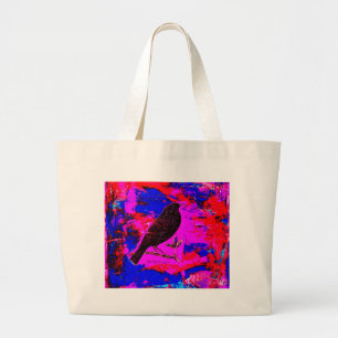 Blackbird Mixed Media Digital Art Large Tote Bag
