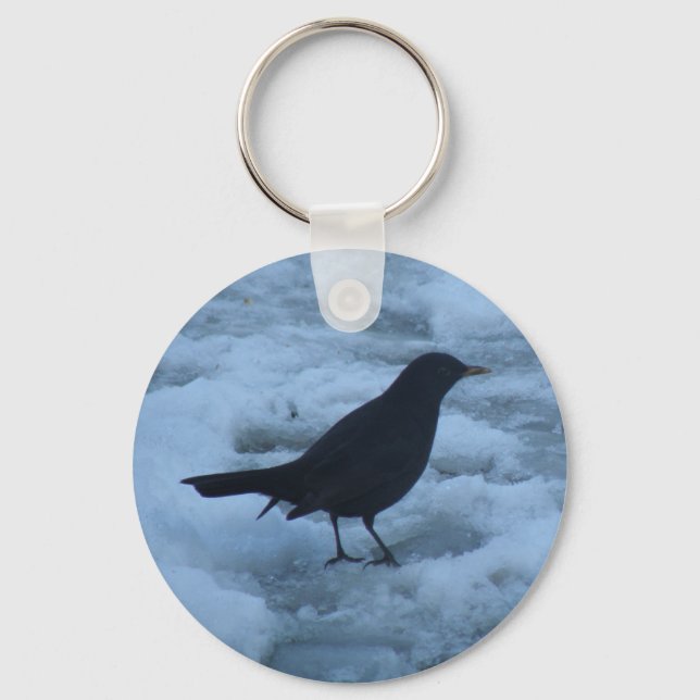 Blackbird on ice Keychain (Front)