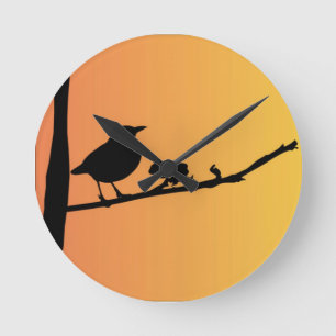 Blackbird Silhouette Round Clock