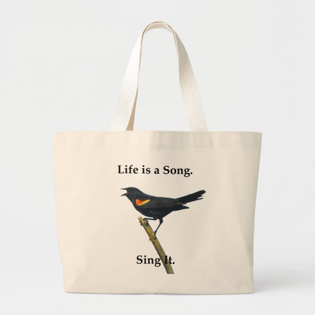 BLACKBIRD SINGING LARGE TOTE BAG (Front)
