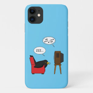 Blackbird Sleeping in Front of the TV Comic iPhone 11 Case
