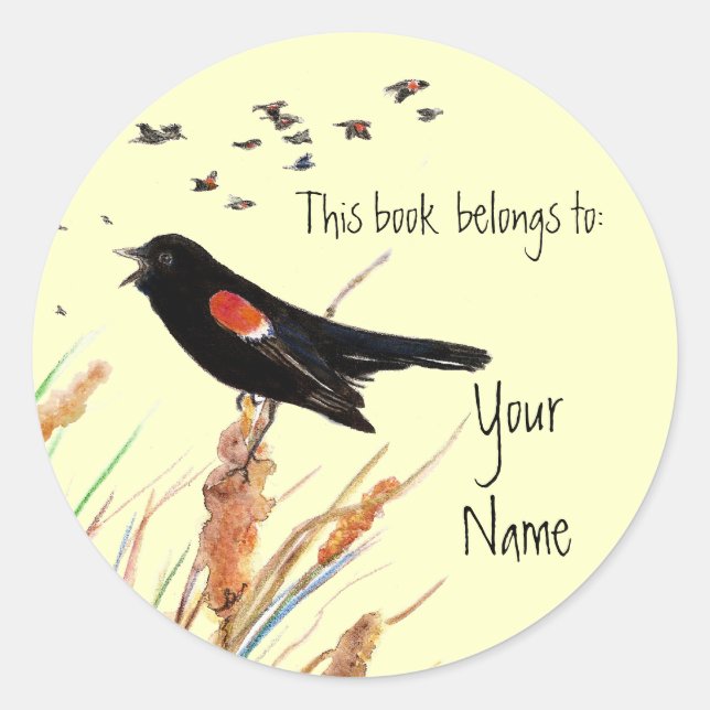 Blackbird, This book  belongs to Bookplate Classic Round Sticker (Front)