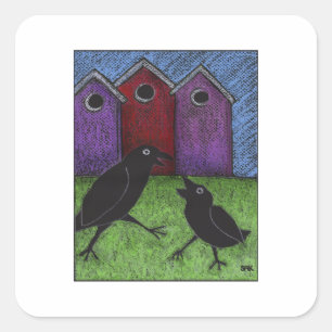 Blackbirds Playing Square Sticker