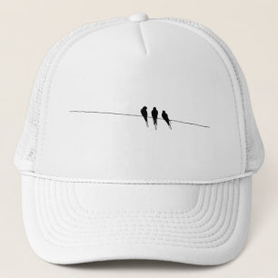 Blackbirds Silhouette on Wire Trucker Hat