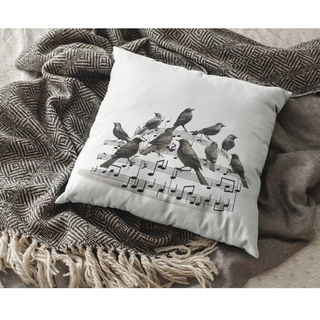 blackbirds sitting on a musical composition 3d  cushion (Creator Uploaded)