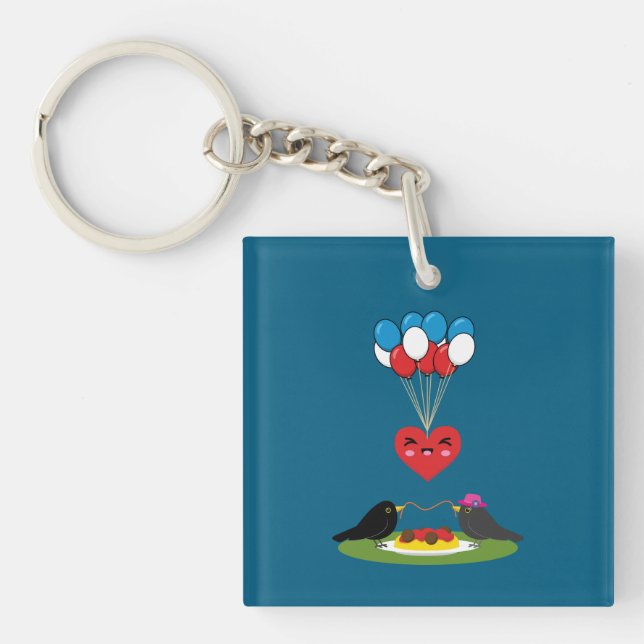 Blackbird's Spaghetti Meatballs Valentine's Date Key Ring (Front)