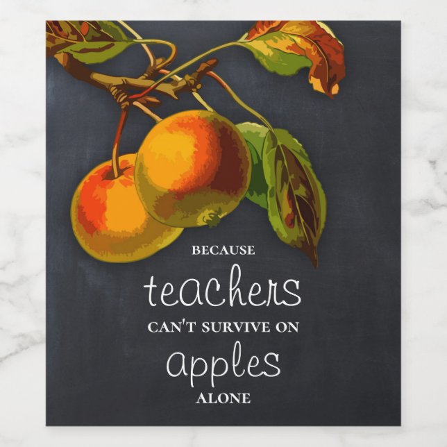 Blackboard Apple Teacher Appreciation Wine Label (Single Label)