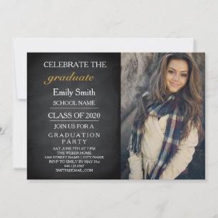 Blackboard Chalkboard Celebrate Graduation Party Invitation