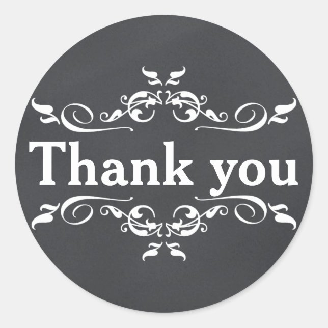 Blackboard Chalkboard Personalised Thank You Classic Round Sticker (Front)
