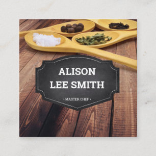 Blackboard Food table Square Business Card
