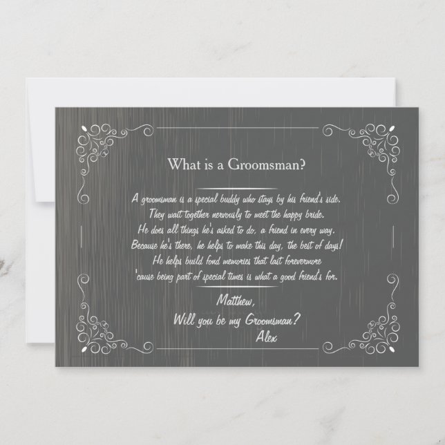 Blackboard Groomsman Request Card (Front)