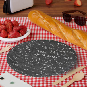 Blackboard Math Formulas And Numbers Paper Plate