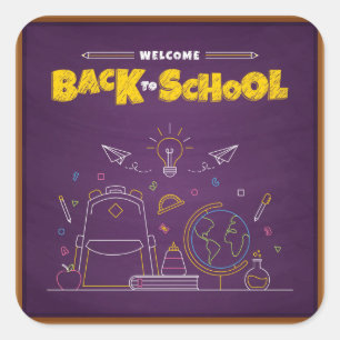 Blackboard Style Welcome Back to School Square Sticker
