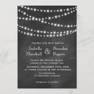 Blackboard Twinkle Lights Wedding Invitation 2