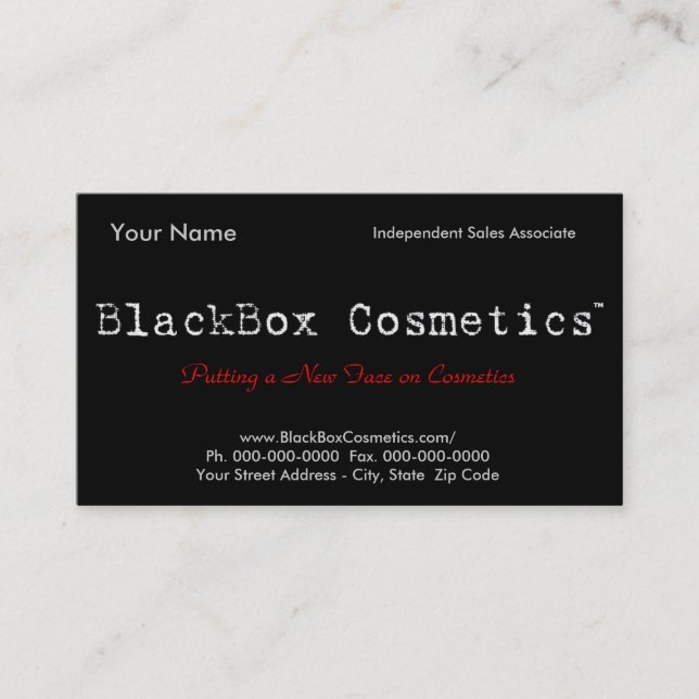 BlackBox Cosmetics, Independent Sales Associ... Business Card (Front)