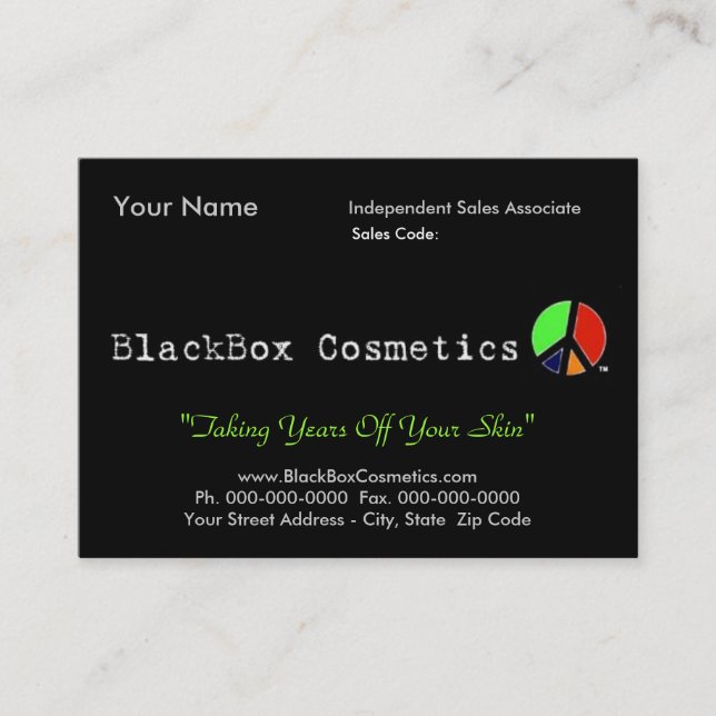 BlackBox Cosmetics, Independent Sales Associ... Business Card (Front)